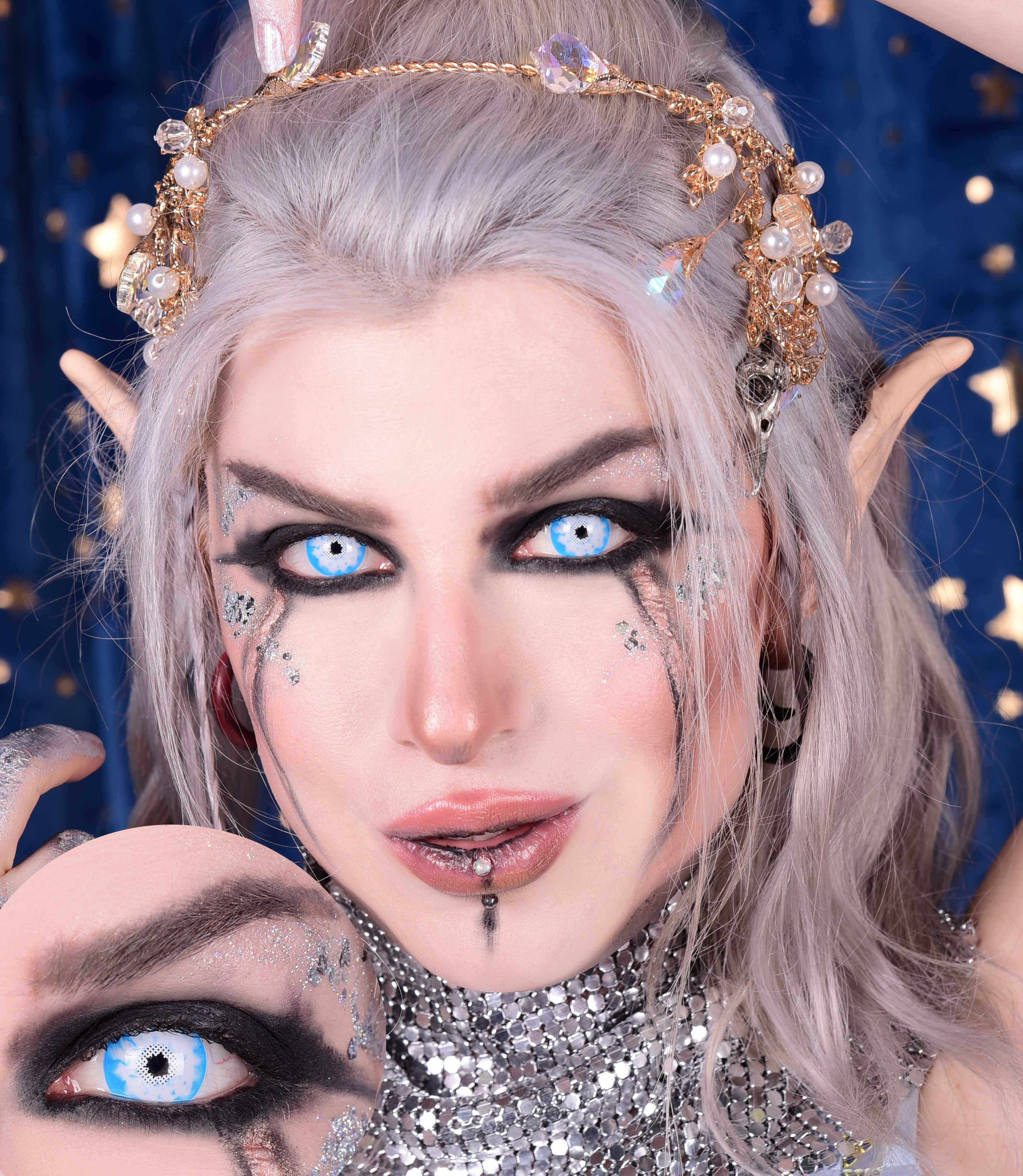 PRIMAL ® Night King - White & Blue Colored Contact lenses