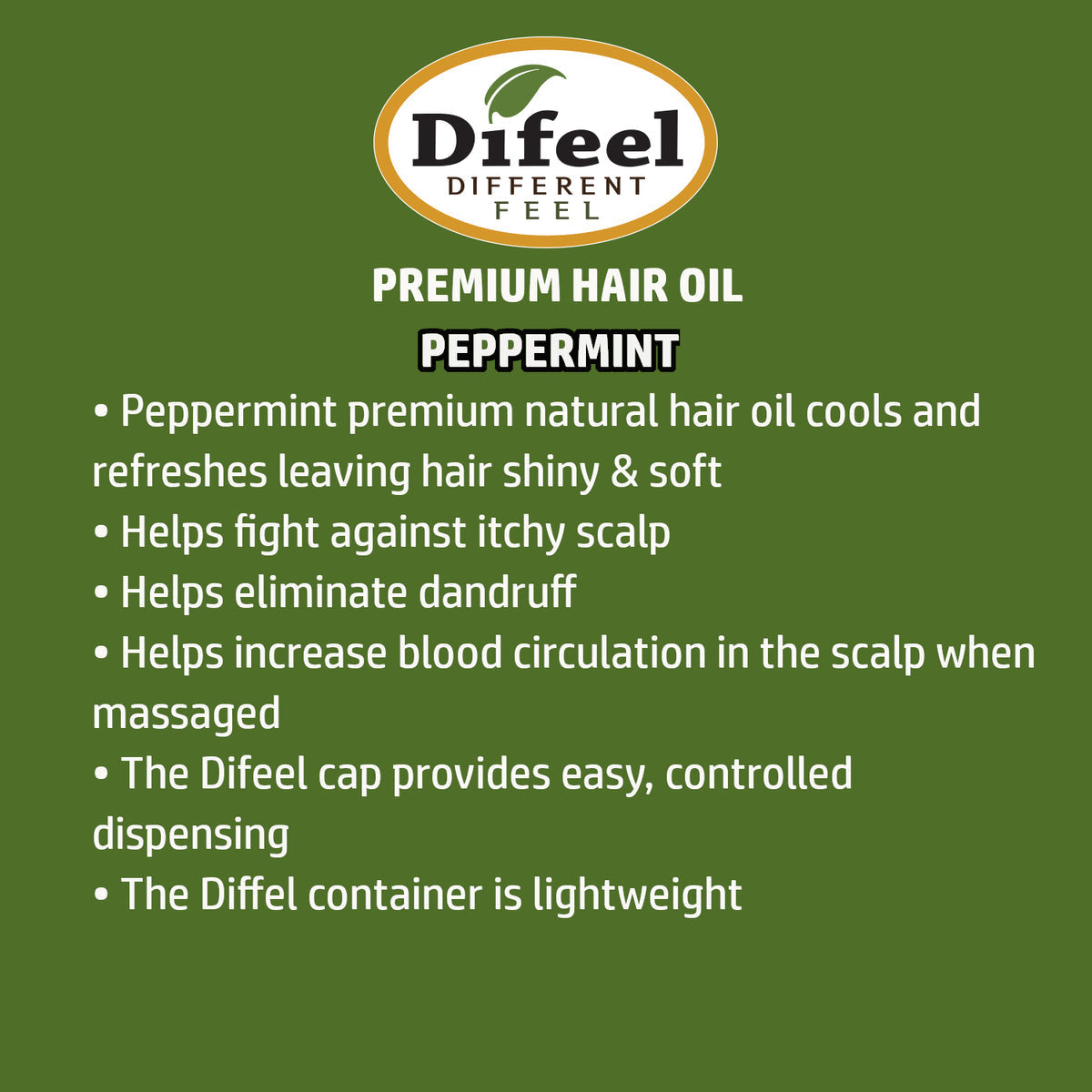 Difeel Premium Natural Hair Oil - Peppermint Oil 7.78oz