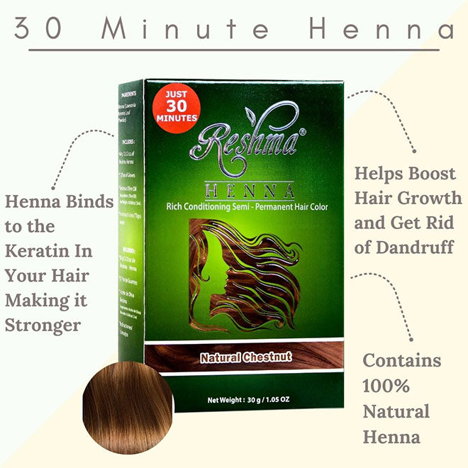 Reshma 30 Minute Henna Semi Permanent Hair Color - Natural Chestnut