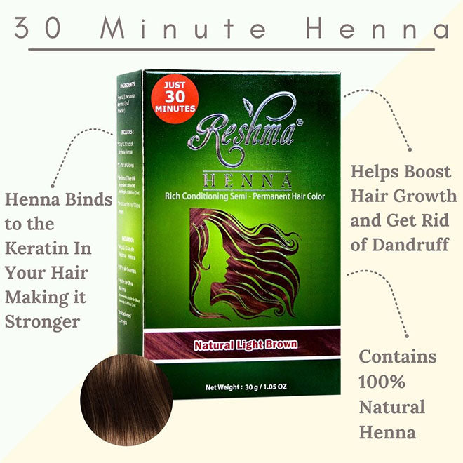 Reshma 30 Minute Henna Semi Permanent Hair Color - Natural Light Brown