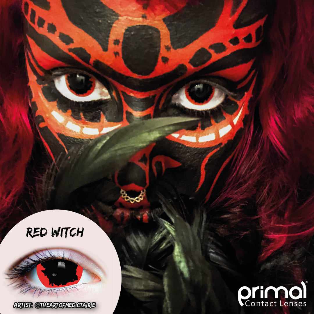 PRIMAL ® Red Witch - Red and Black Colored contact Lenses