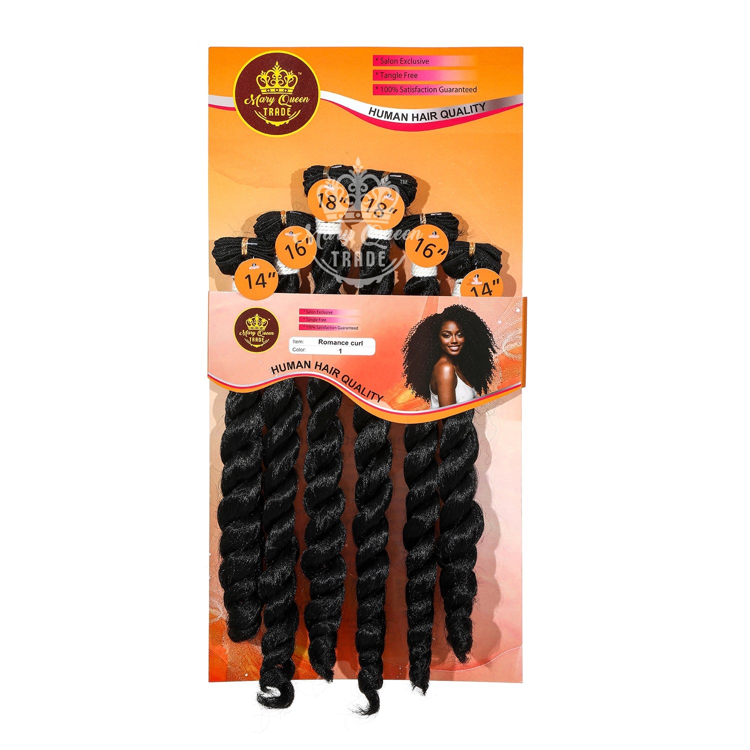 Mary Queen BioProtein™ Romance Curl 6-Bundle Hair Set – 14"–18"