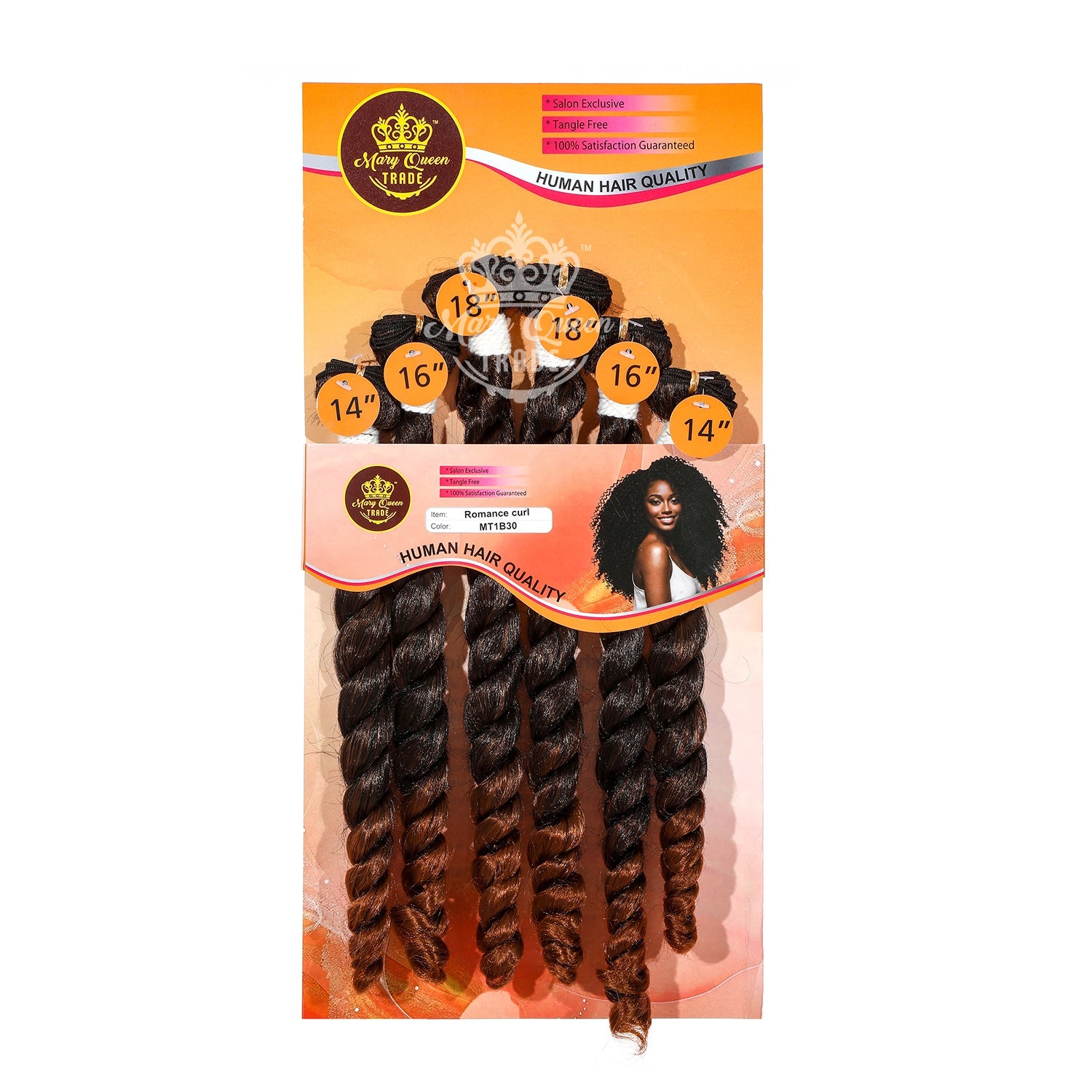Mary Queen BioProtein™ Romance Curl 6-Bundle Hair Set – 14"–18"