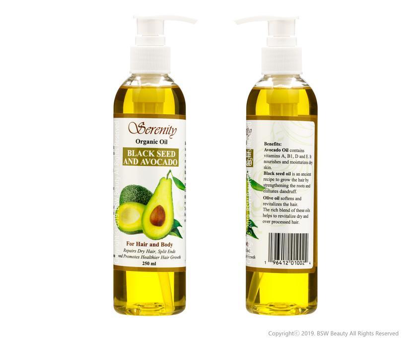 SERENITY ORGANIC BLACK SEED AND AVOCADO OIL FOR HAIR AND BODY