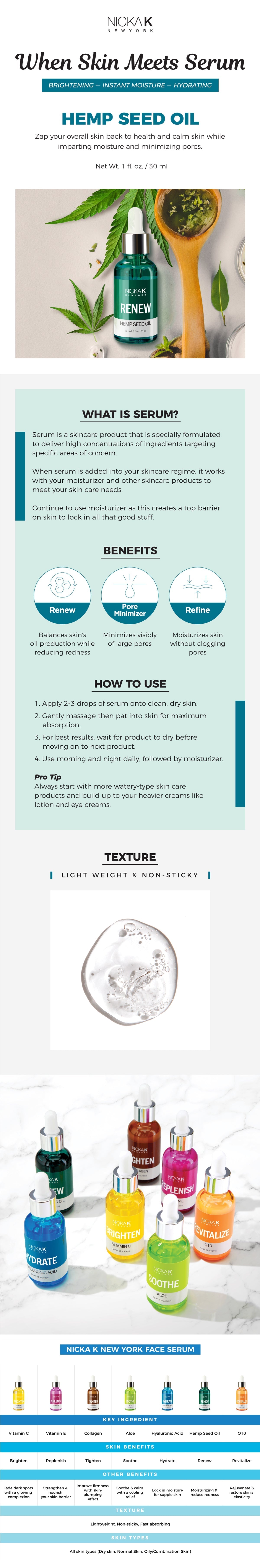 Nicka K Renew Facial Seuum - Hemp Seed