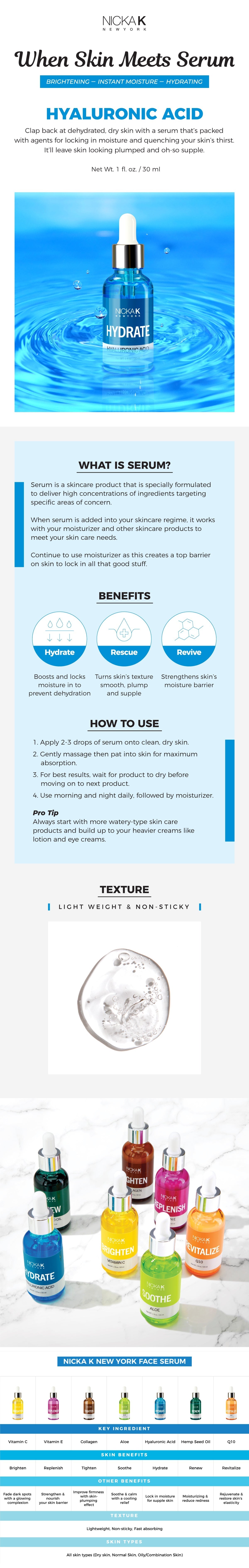 Nicka K Hydrate Facial Serum - Hyaluronic Acid