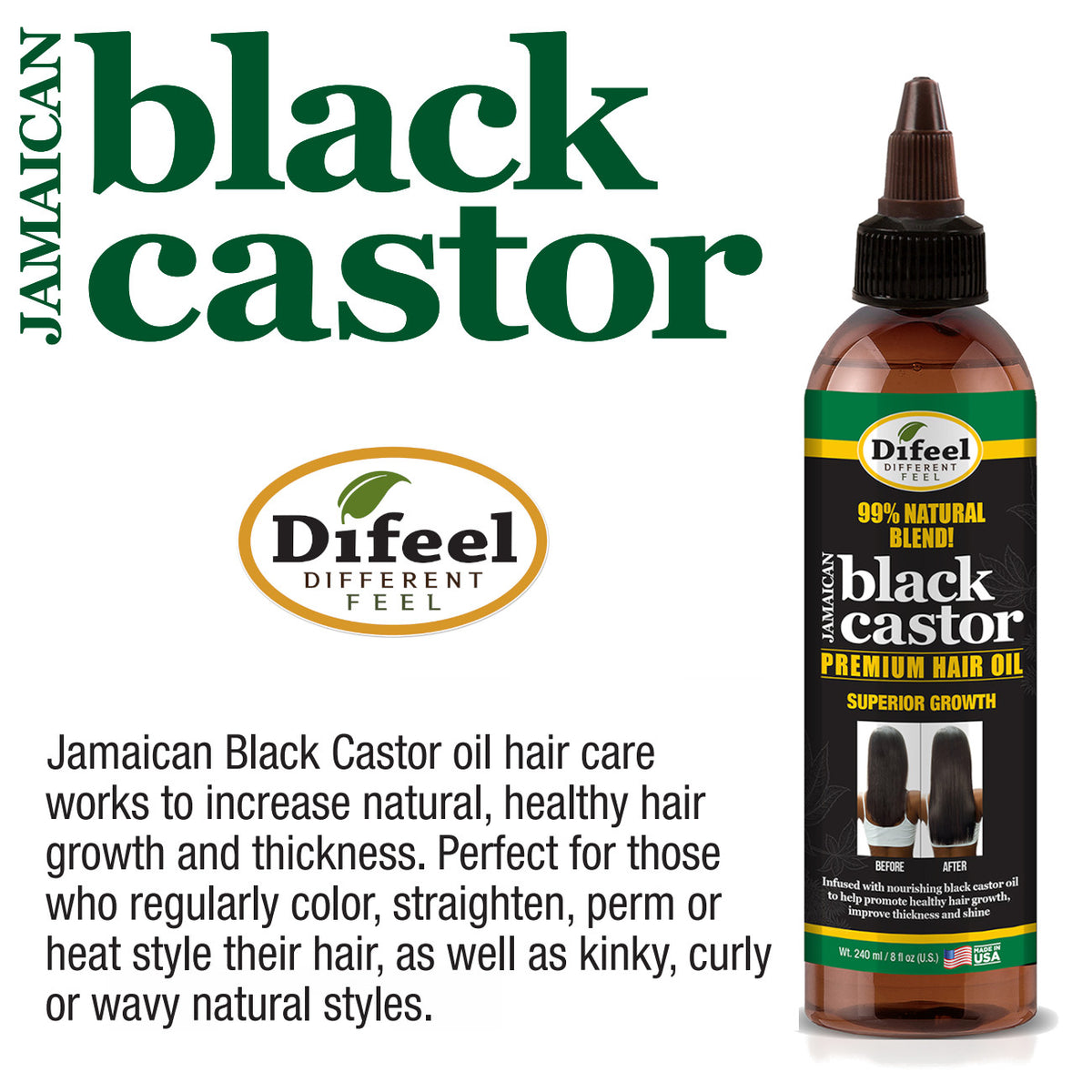 Difeel Superior Growth Premium Hair Oil - Jamaican Black Castor Oil