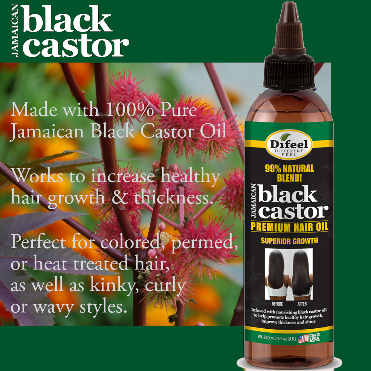 Difeel Superior Growth Premium Hair Oil - Jamaican Black Castor Oil