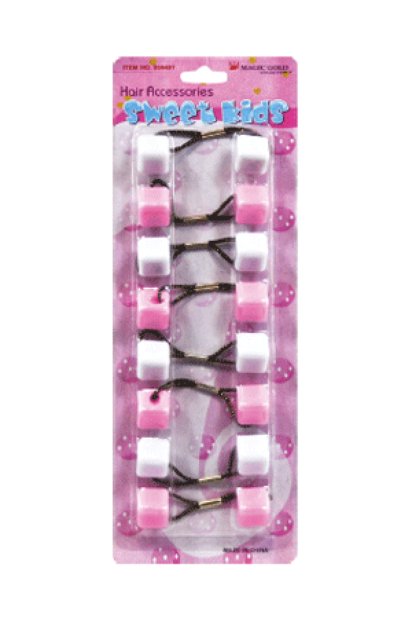 Sweet Kids Hair Baubles - Square #SQ11 Light Pink & White