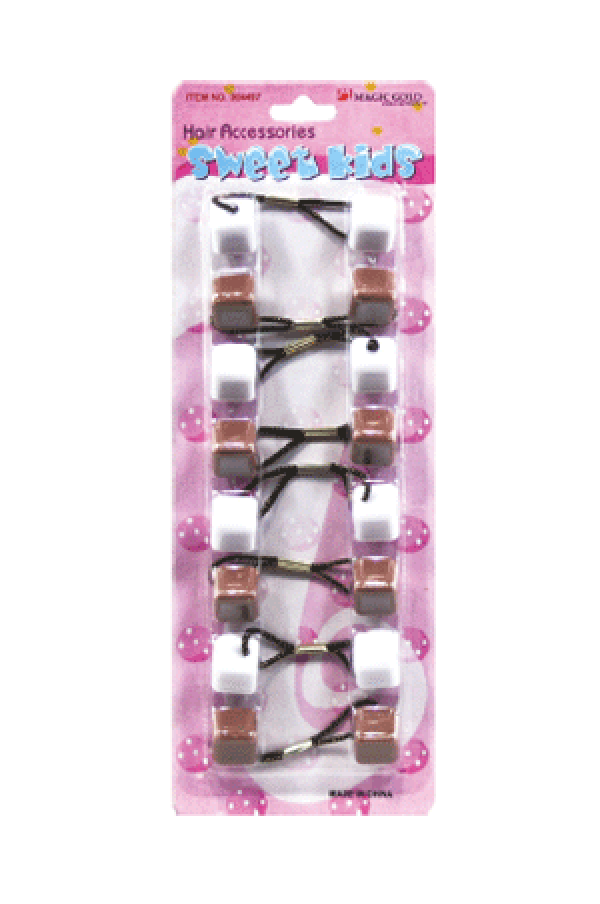 Sweet Kids Hair Baubles - Square #SQ8 Brown & White