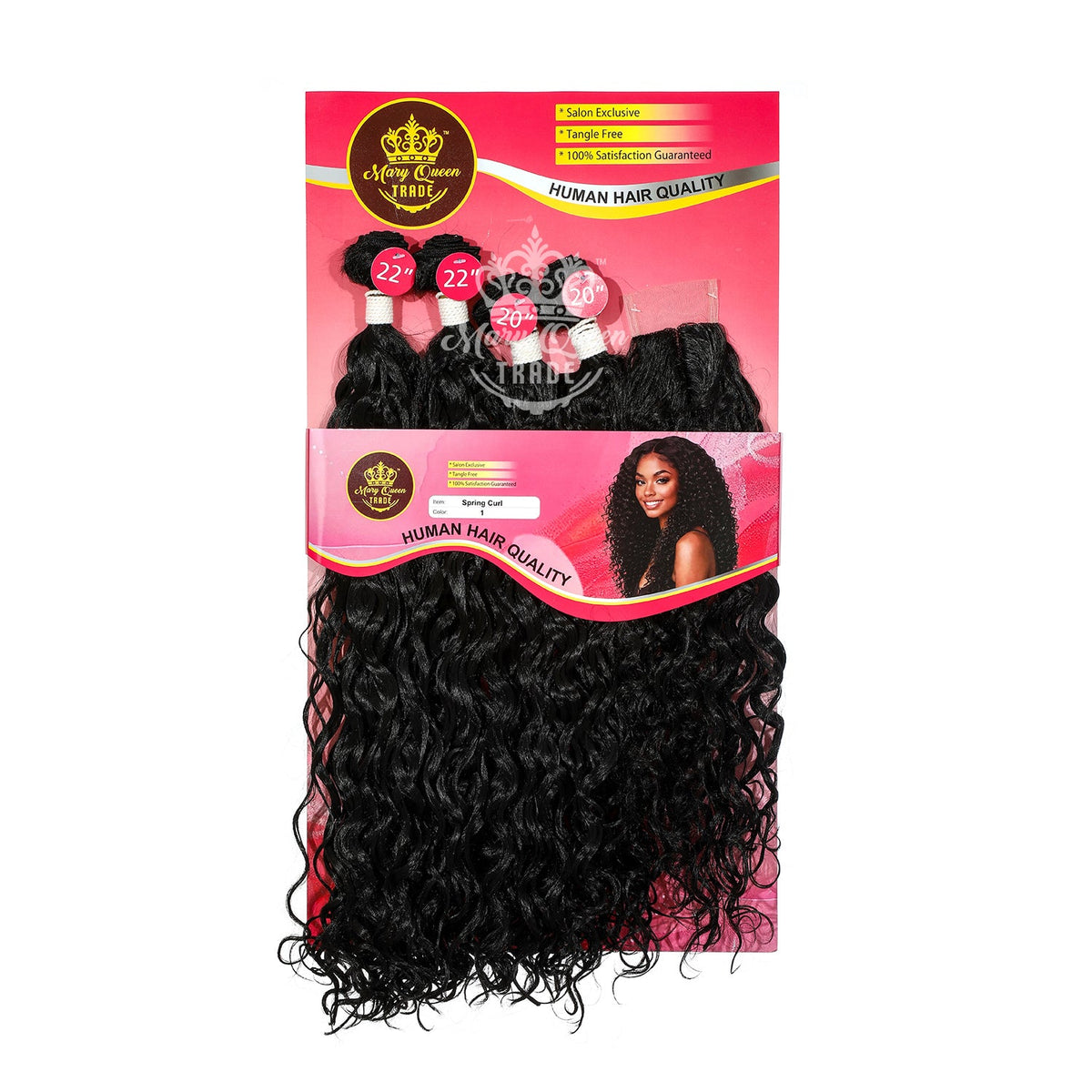 Mary Queen BioProtein™ Spring Curl 4-Bundle Set with Closure – 20"–22"