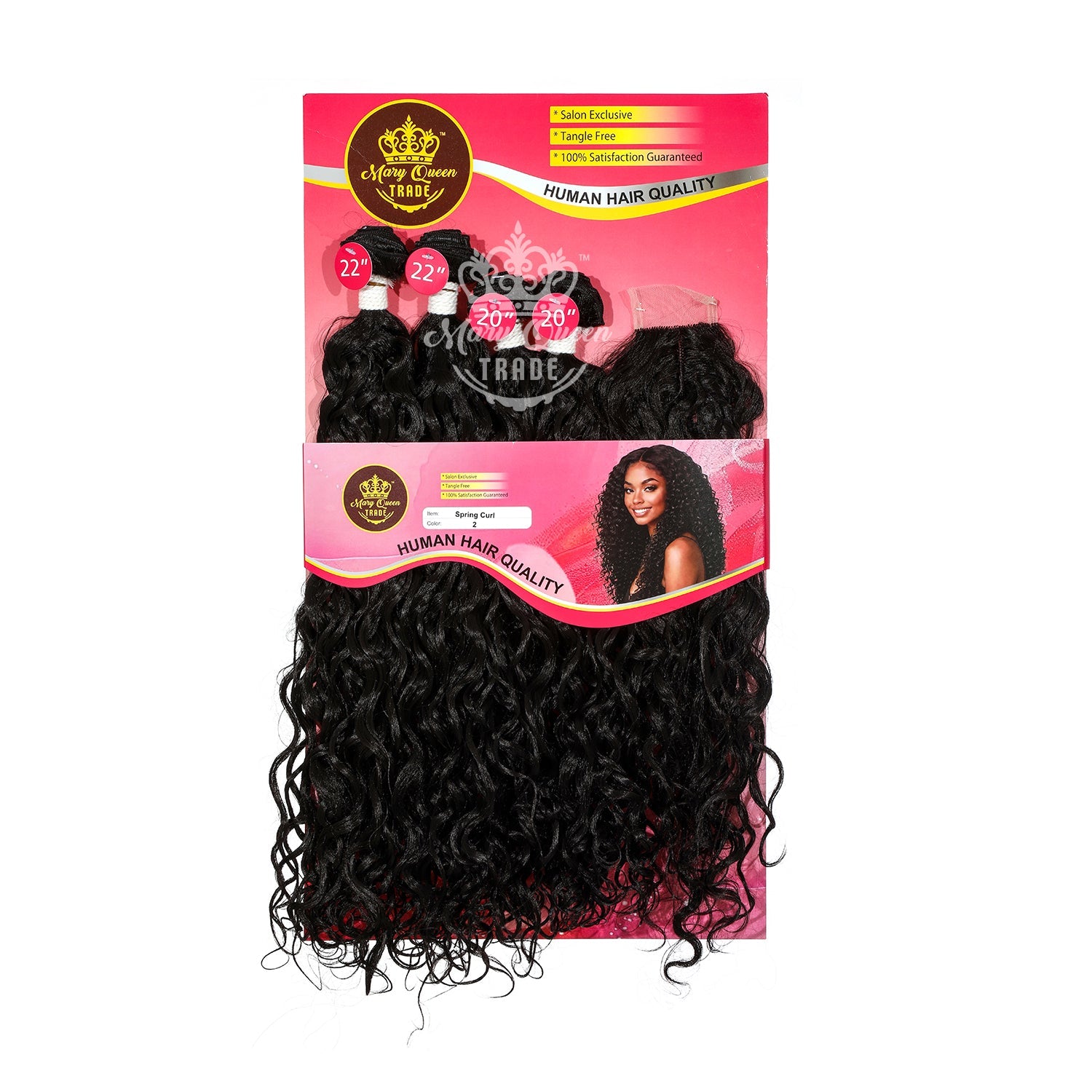 Mary Queen BioProtein™ Spring Curl 4-Bundle Set with Closure – 20"–22"