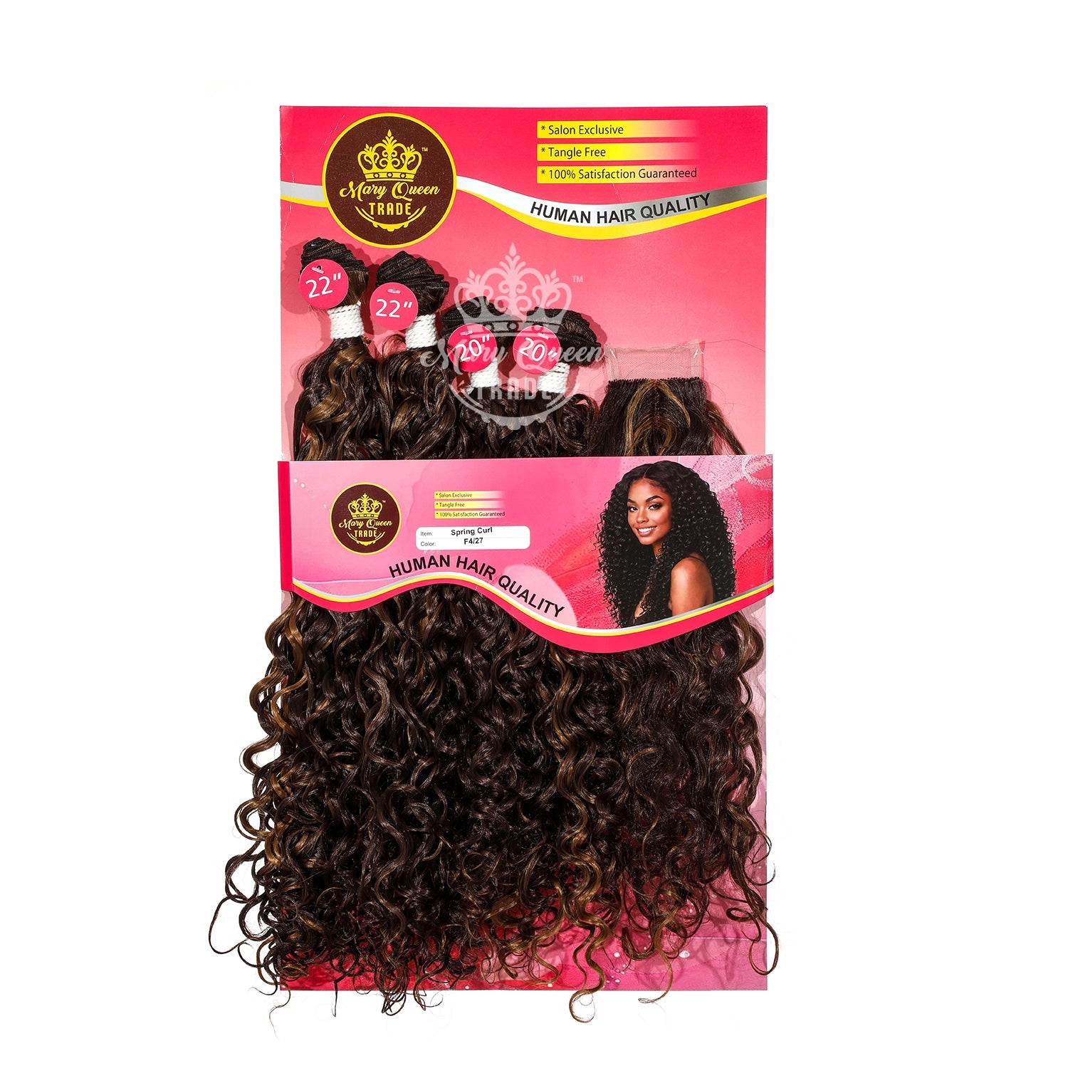 Mary Queen BioProtein™ Spring Curl 4-Bundle Set with Closure – 20"–22"