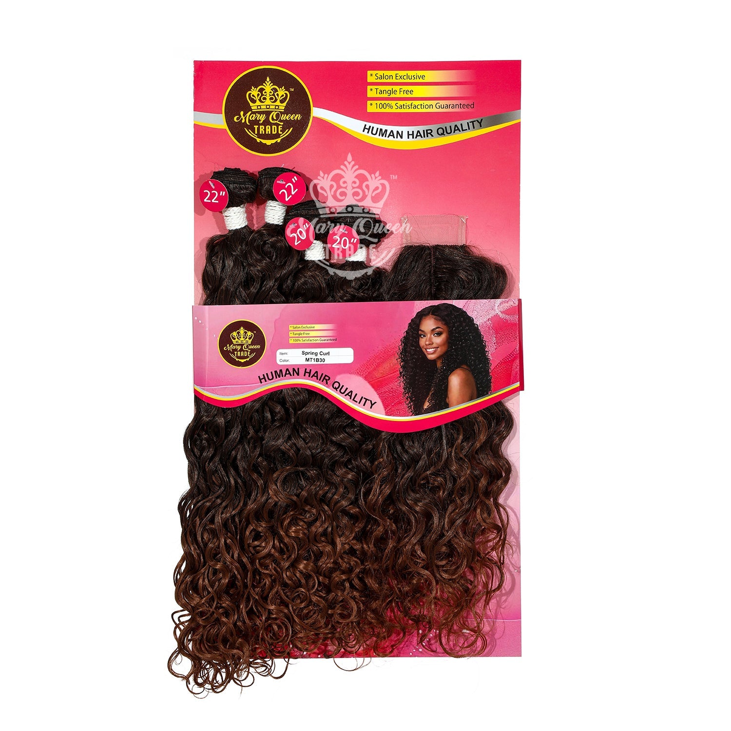 Mary Queen BioProtein™ Spring Curl 4-Bundle Set with Closure – 20"–22"
