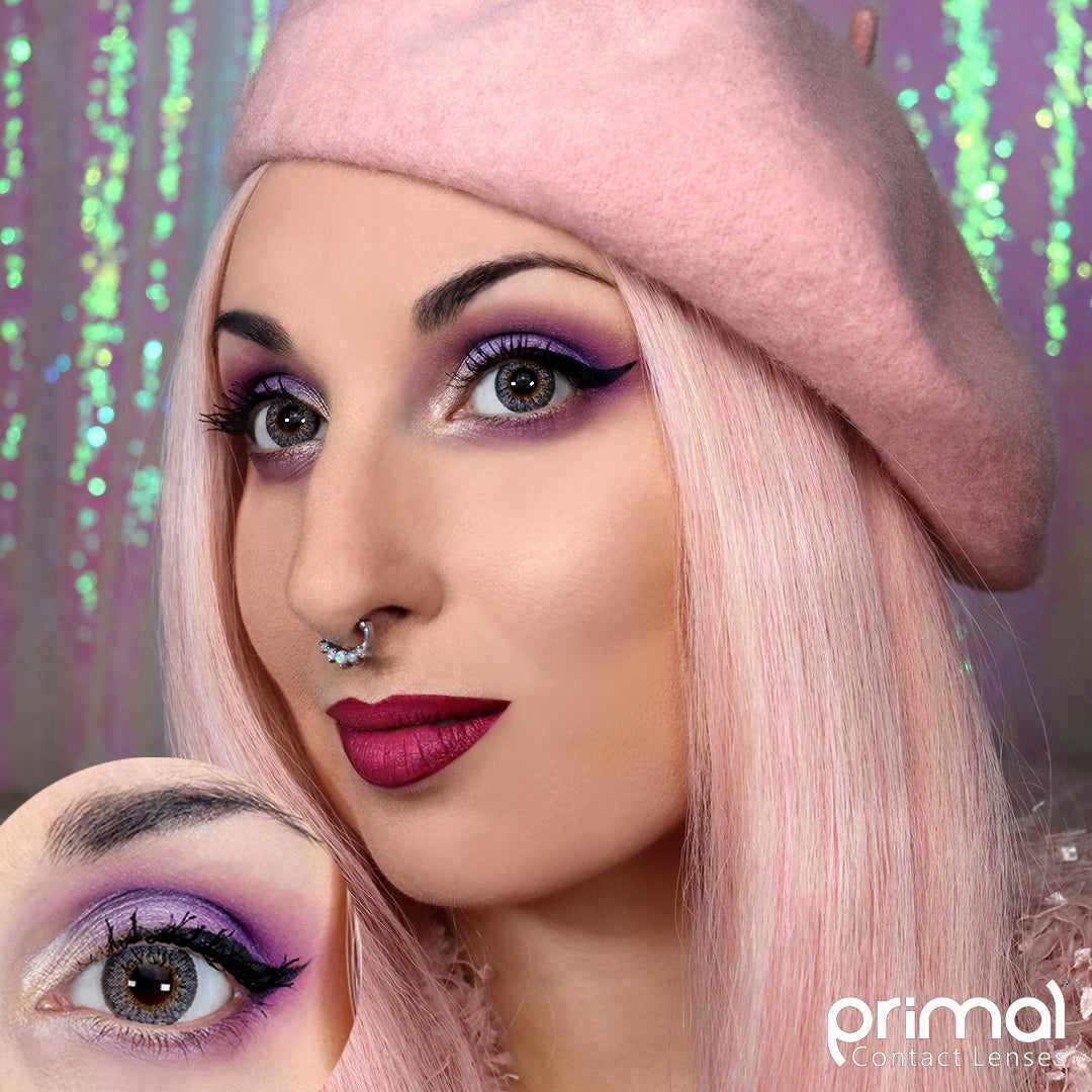 PRIMAL® Starlight Ash - Grey Colored contact lenses.