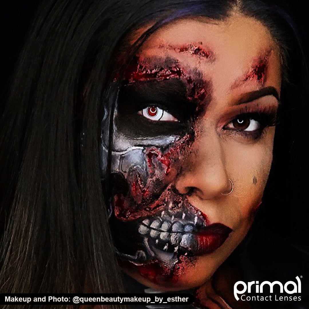 PRIMAL ® Terminator I - White & Red Colored Contact Lenses