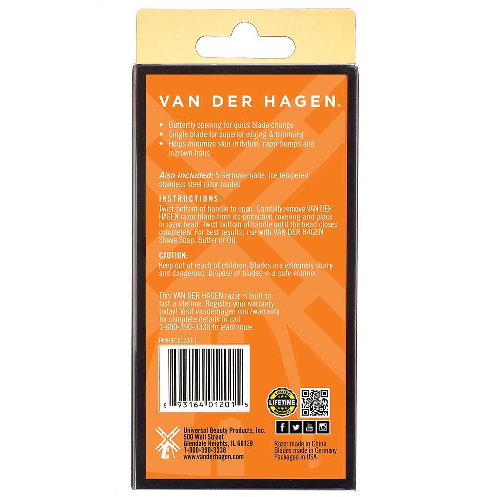 Van Der Hagen Traditional Long Handle Safety Razor - Gun Metal