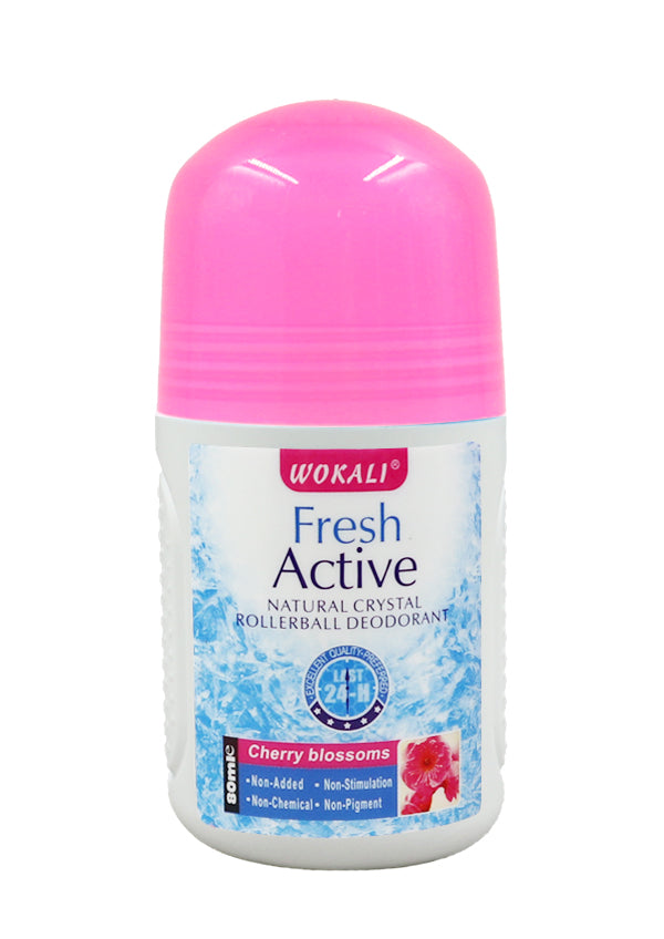 Wokali Fresh Active Natural Crystal Rollerball Deodorant - Cherry Blossoms