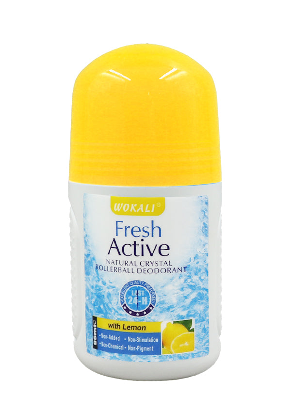 Wokali Fresh Active Natural Crystal Rollerball Deodorant - Lemon