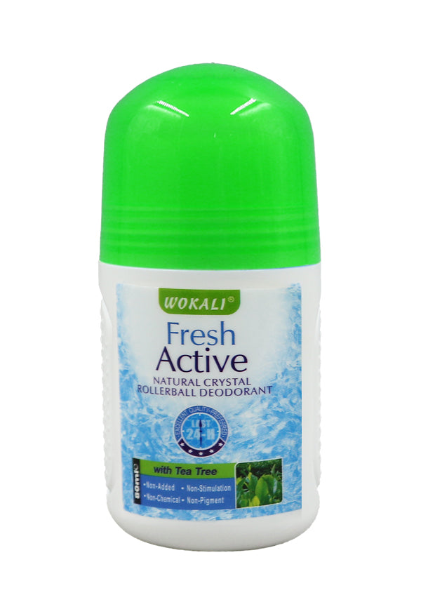 Wokali Fresh Active Natural Crystal Rollerball Deodorant - Tea Tree