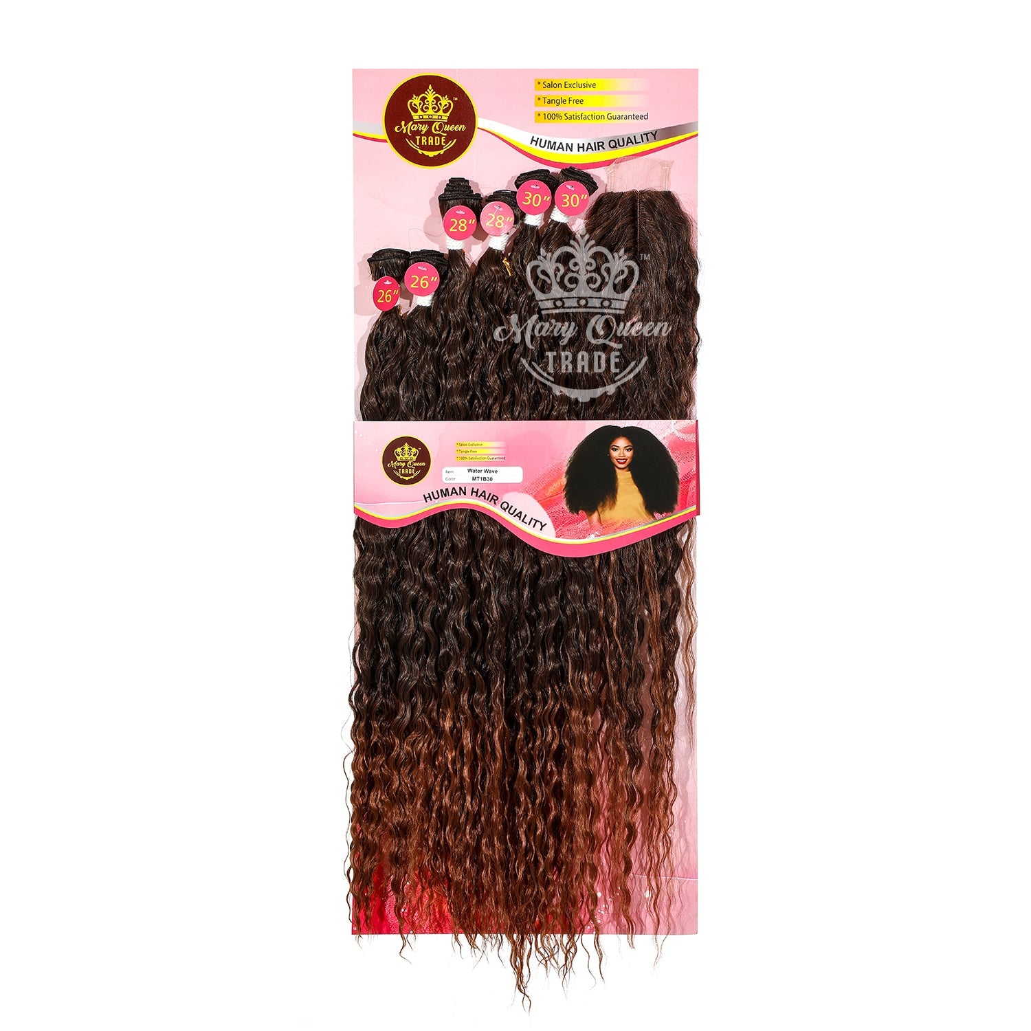 Mary Queen BioProtein™ Water Wave 6-Bundle Set with Closure – 26"–30"