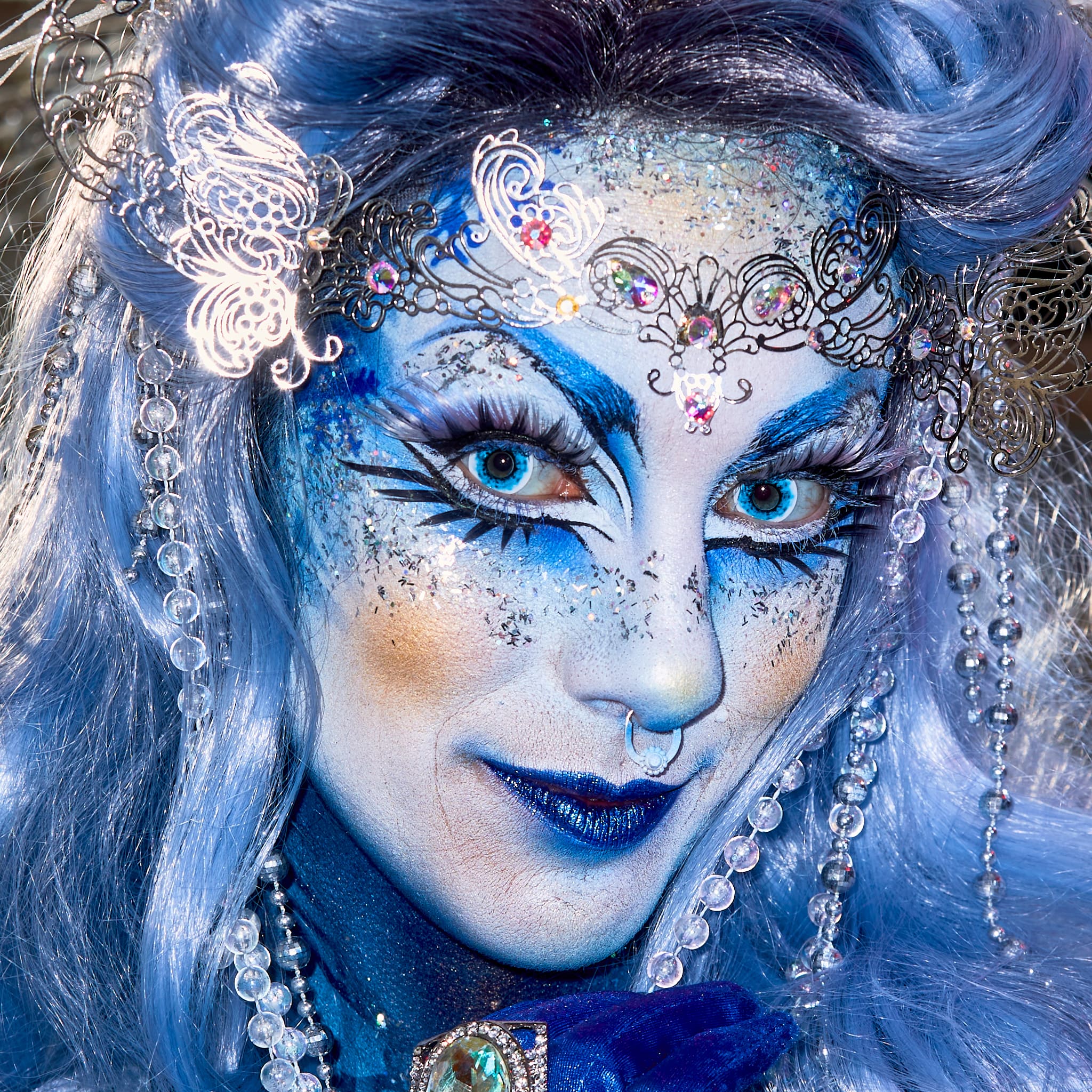 PRIMAL ® Wraith I - White & Blue Colored Contact Lenses