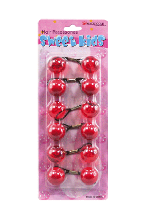 Sweet Kids Hair Baubles - Round #XL12 Red & Crystal Red