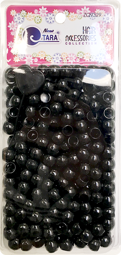 Tara Large Hair Beads - Black #9329 Jumbo Pack