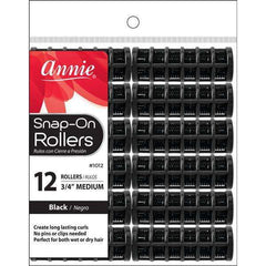 Annie Snap-On Rollers 3/4"Medium Black #1012