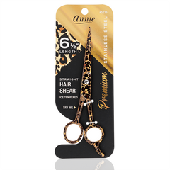 Annie 6 1/2" Premium Stainless Steel Straight Hair Shears - Leopard Pattern #5236