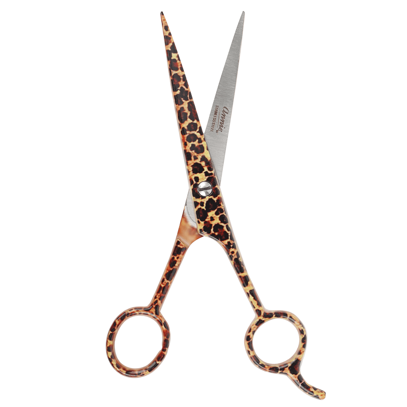 Annie 6 1/2" Premium Stainless Steel Straight Hair Shears - Leopard Pattern #5236