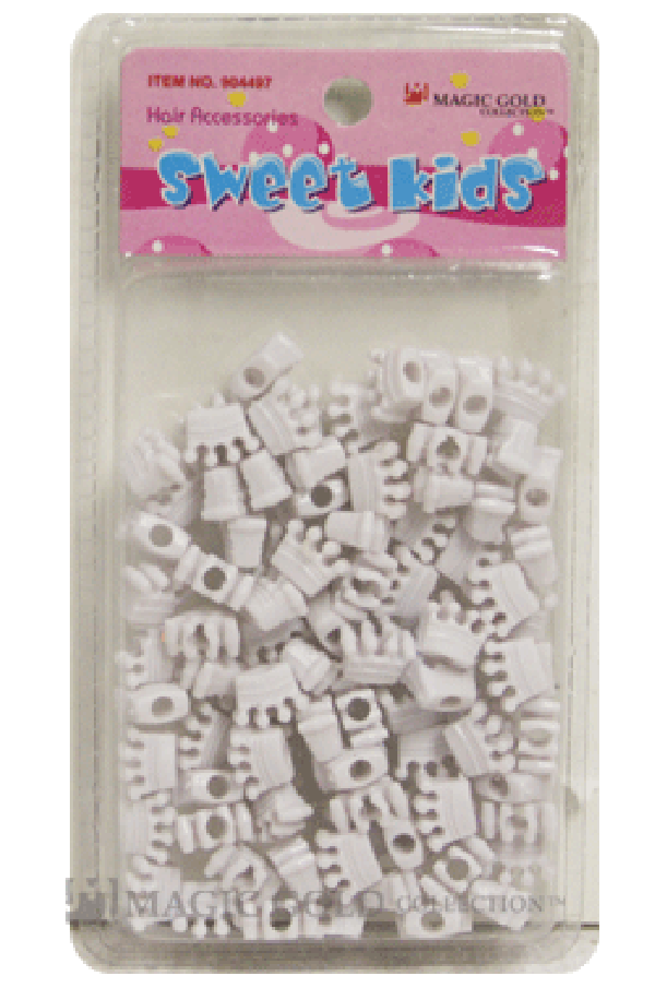 Sweet Kids Hair Beads - White Crowns #1658