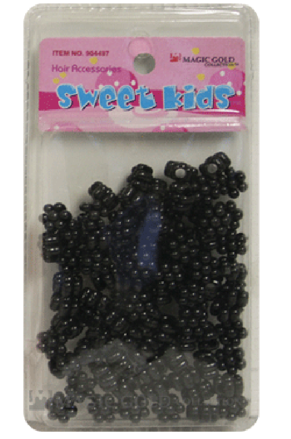 Sweet Kids Hair Beads - Black Flowers #1660