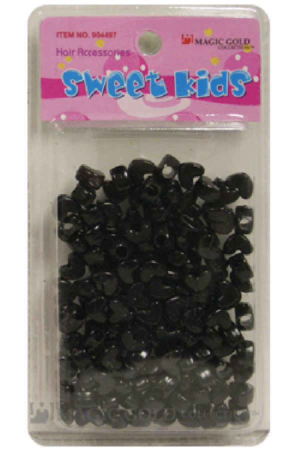 Sweet Kids Hair Beads - Hearts Black #1648