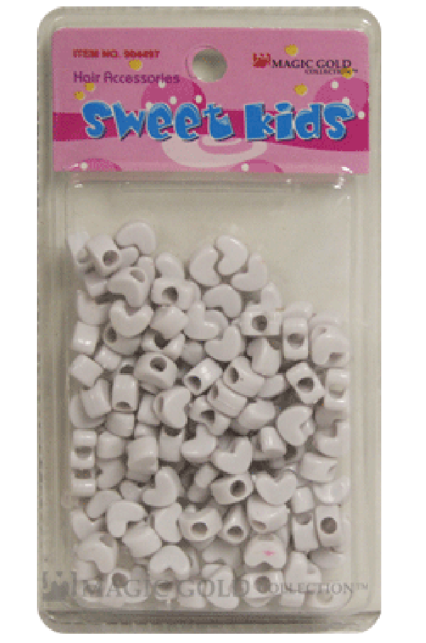 Sweet Kids Hair Beads - Hearts White #1650