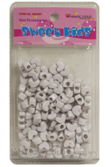 Sweet Kids Hair Beads - Hearts White #1650