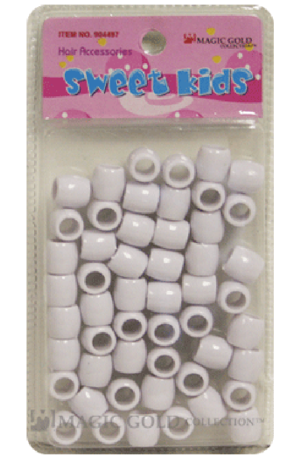 Sweet Kids Medium Hair Beads - White #1989