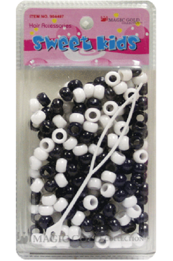 Sweet Kids Hair Beads - Black & White #1608