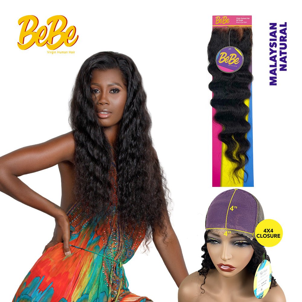 BeBe 100% Virgin Human Hair 4x4 Closure - Malaysian
