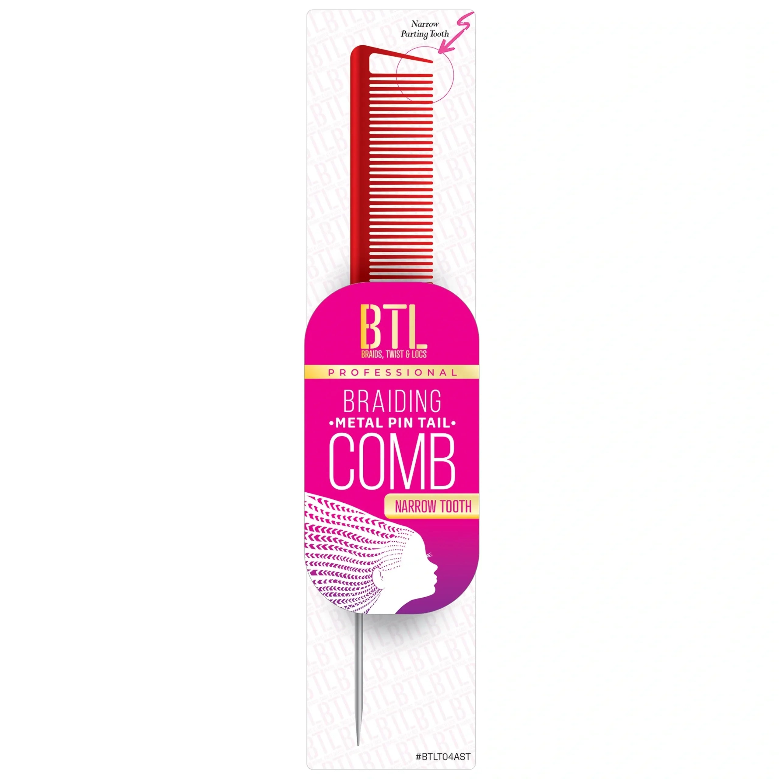 BTL Braiding Metal Pin Tail Fine Tooth Comb Assorted