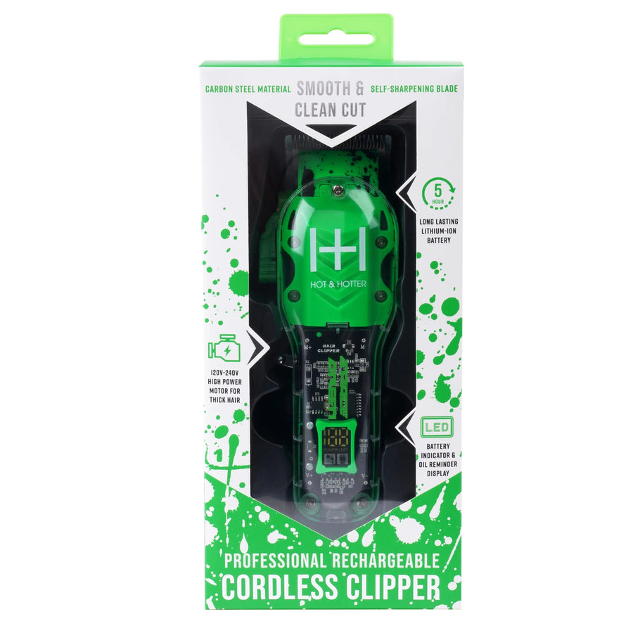 Hot & Hotter Professional Rechargeable Cordless Clippers - Space Green #5787