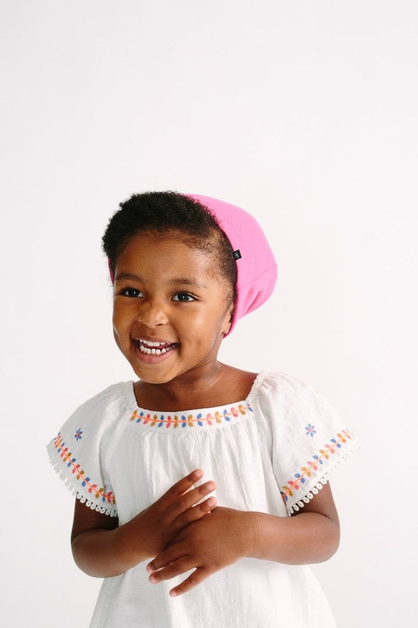 Grace Eleyae Adjustable Kids Slap | Satin-Lined Cap - Hot Pink