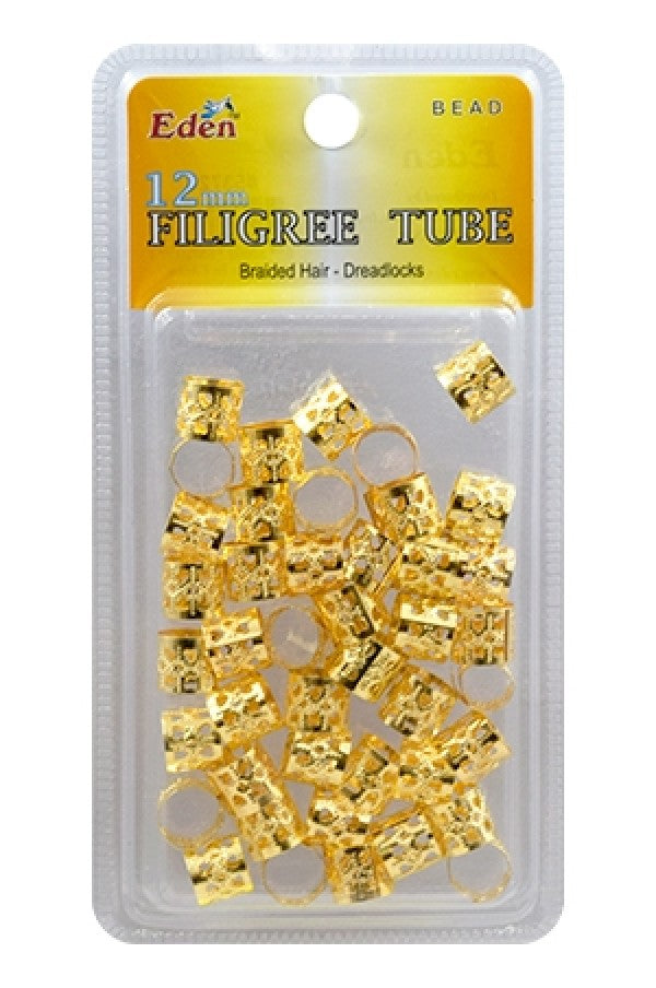 Eden Gold Filigree Tubes - 12mm #53720
