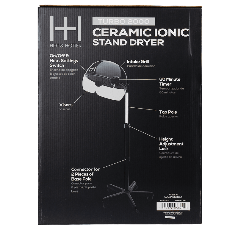 Hot & Hotter Stand Hair Dryer Black #5825