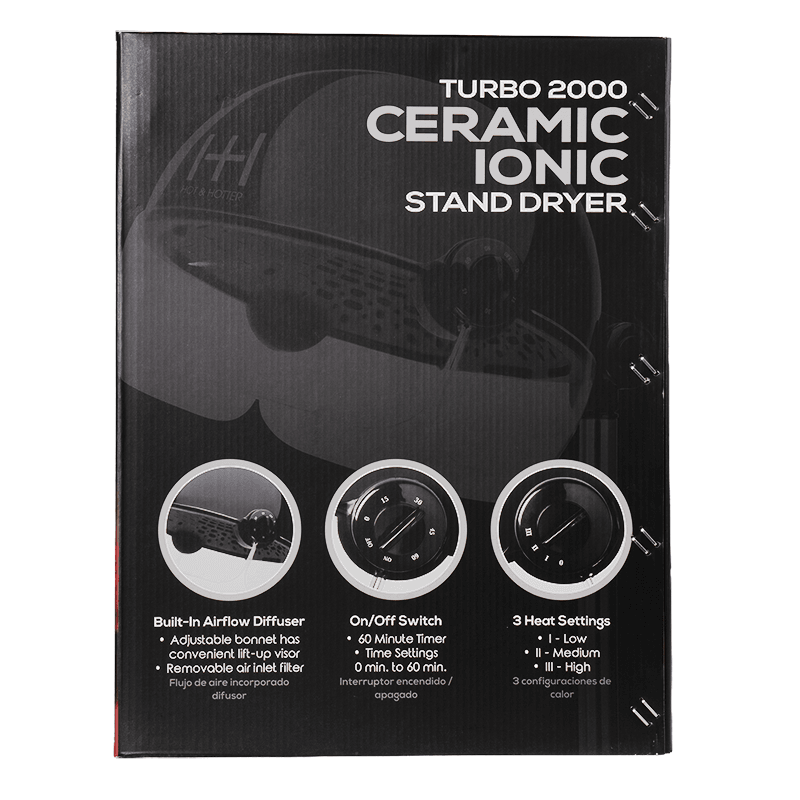 Hot & Hotter Stand Hair Dryer Black #5825