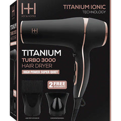 Hot & Hotter Titanium Turbo 3000 Hair Dryer - Black & Rose Gold #5910