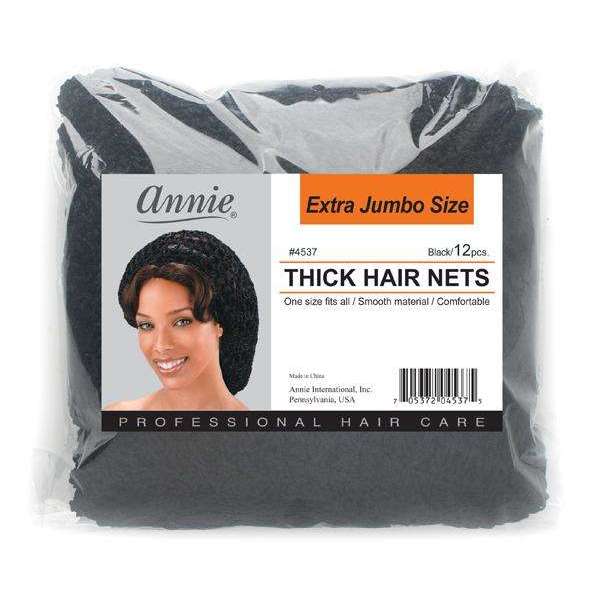 Annie Thick Black Hair Nets - Extra Jumbo