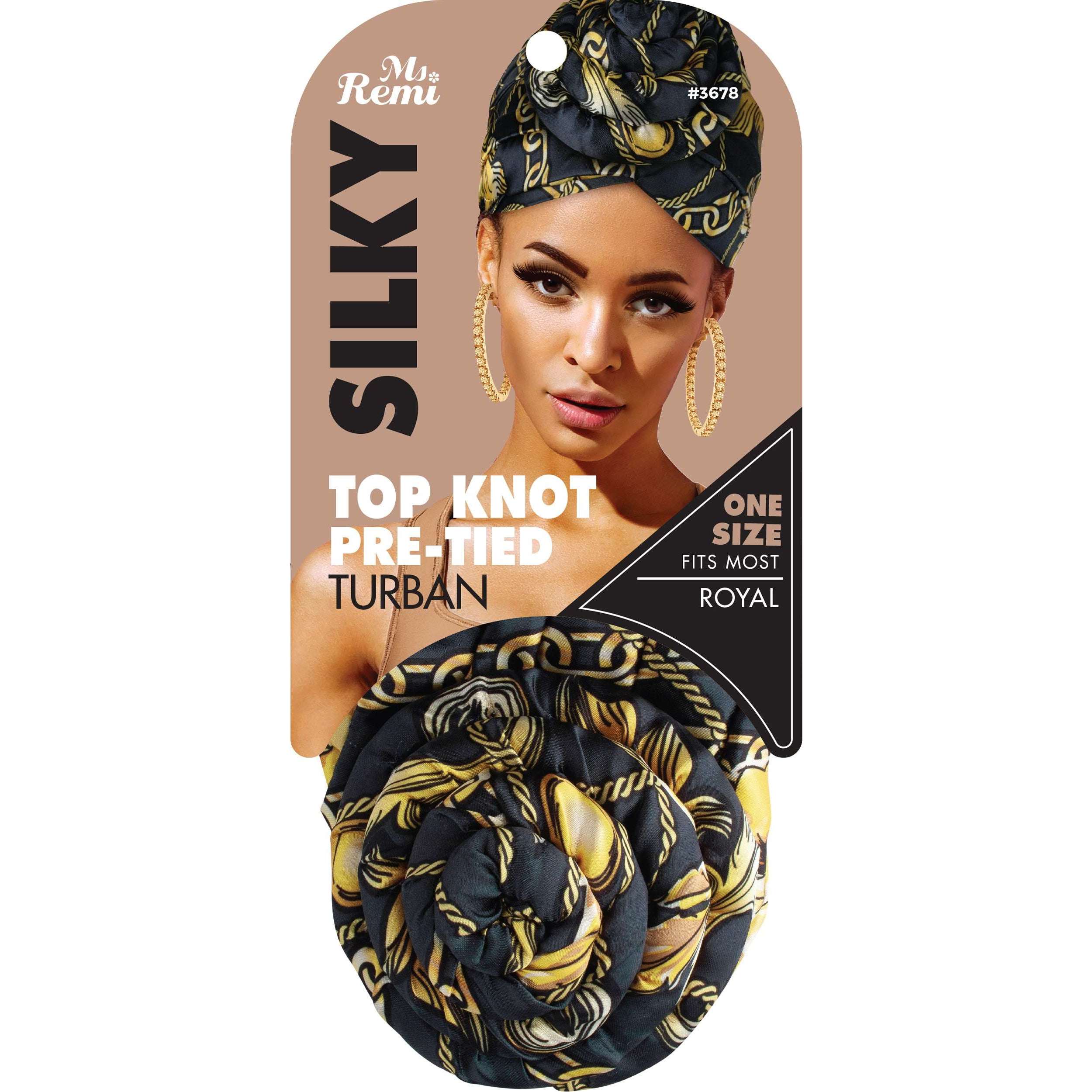 Ms. Remi Silky Top Knot Pre-Tied Turban Head Scarf -  Assorted #3678