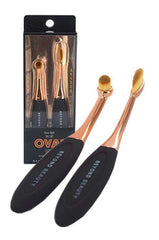 Rose Gold Oval Soft Makeup Brush - 2pc Set