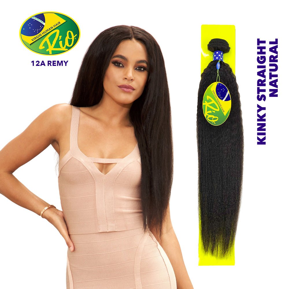 Rio 100% Virgin Human Hair Kinky Straight Single Bundles - Natural Color